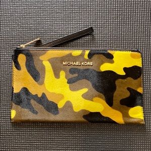 Michael Kors Acid Lemon Haircalf Top Zip Wristlet